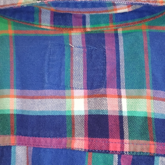 Old Navy Plaid Shirt Women's Small Blue Green Pink Long Sleeve Button-Up Preppy - Picture 7 of 10